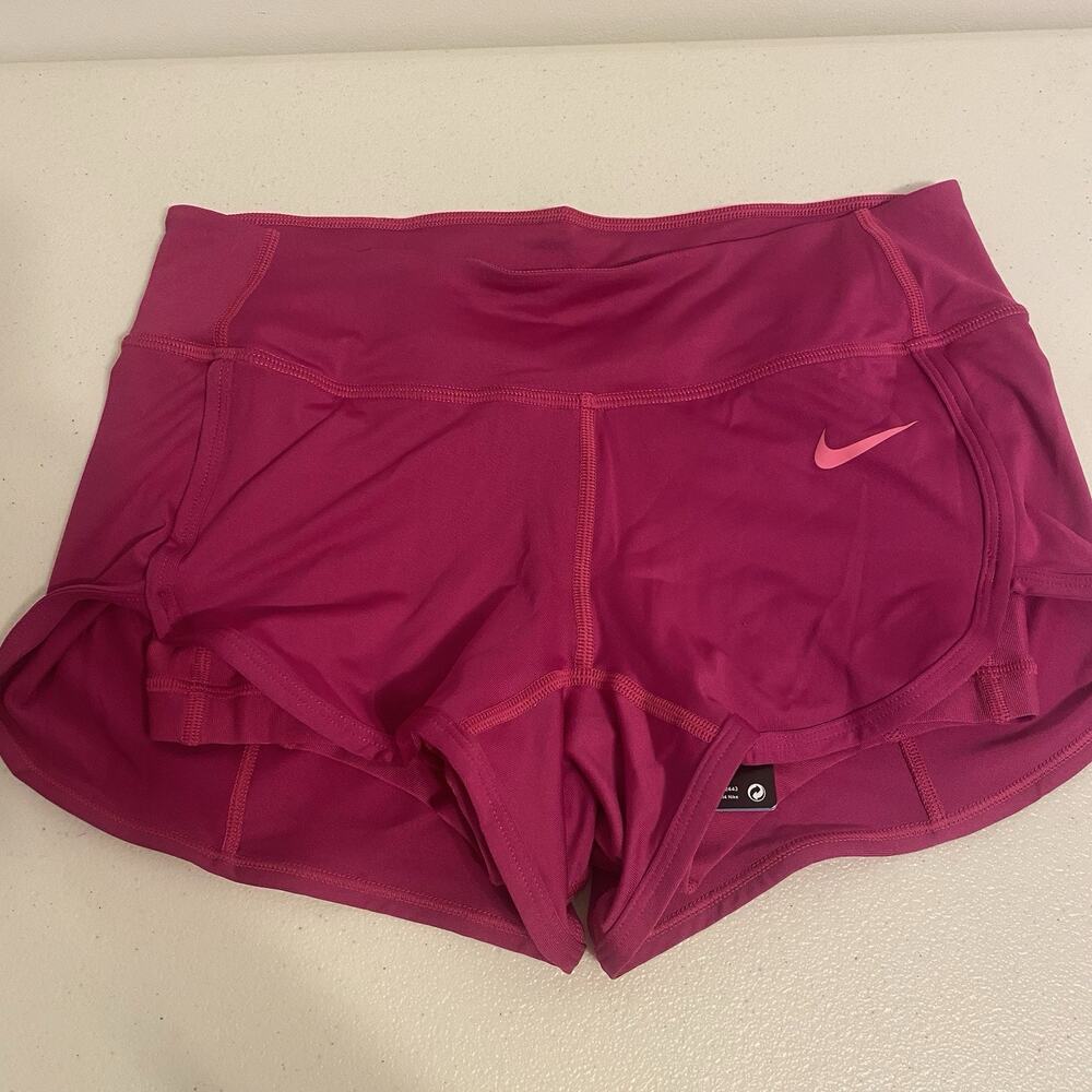 NIKE Swoosh Dri-Fit FLEX 2 IN 1 WOMEN Active Run TENNIS SHORTS Sz XS Fuchsia NEW - Picture 2 of 7